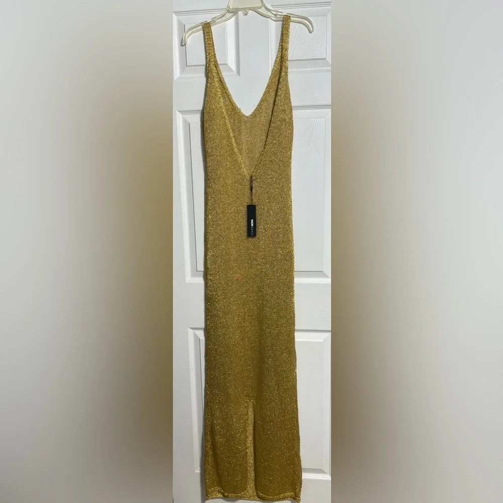 Sale!!! Fashion Nova Glittering Gold Maxi Dress - Picture 6 of 6